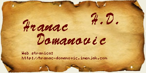 Hranac Domanović vizit kartica